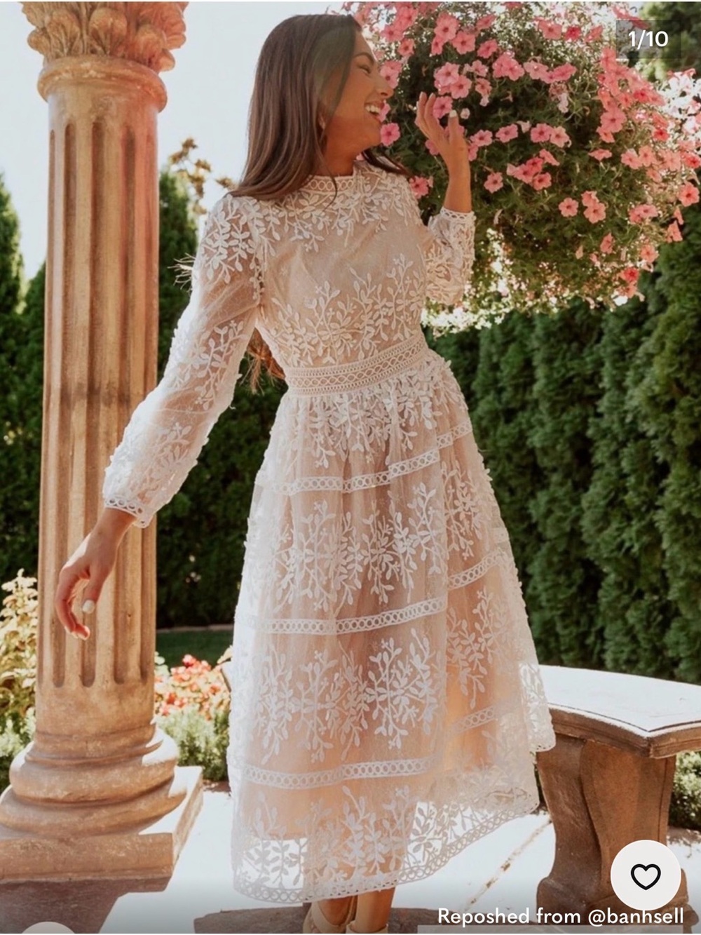 Ivy City Co Blush Lace Embroidered Maxi Dress